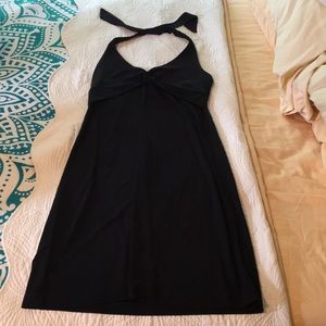 Black halter top dress. BCBGMAXAZARIA.